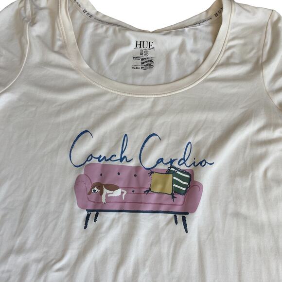 NWOT Hue Pajama Top Couch Cardio Lazy Dog Women's S Small Novelty Print - Picture 4 of 8